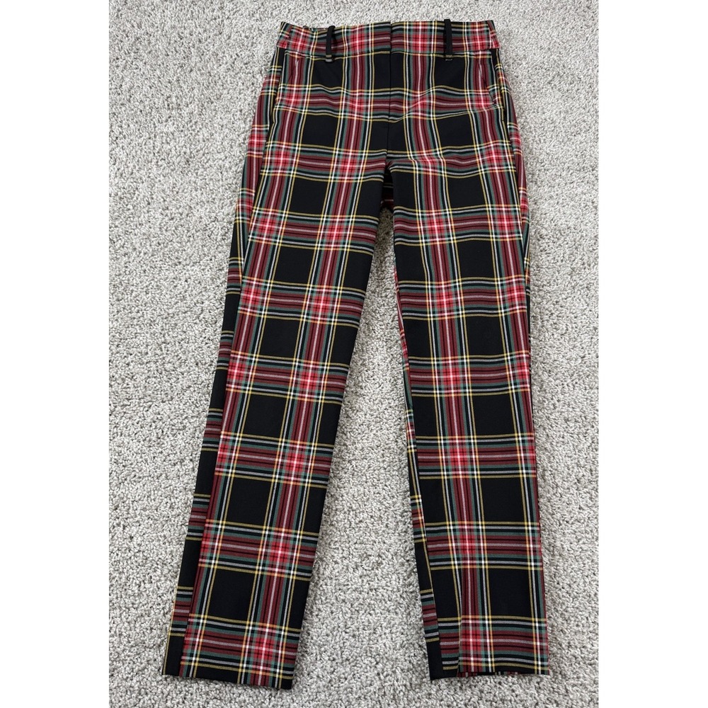 J Crew Ruby Full Length Pant Holiday Red Tartan Plaid‎ 2 Petite - Picture 2 of 8